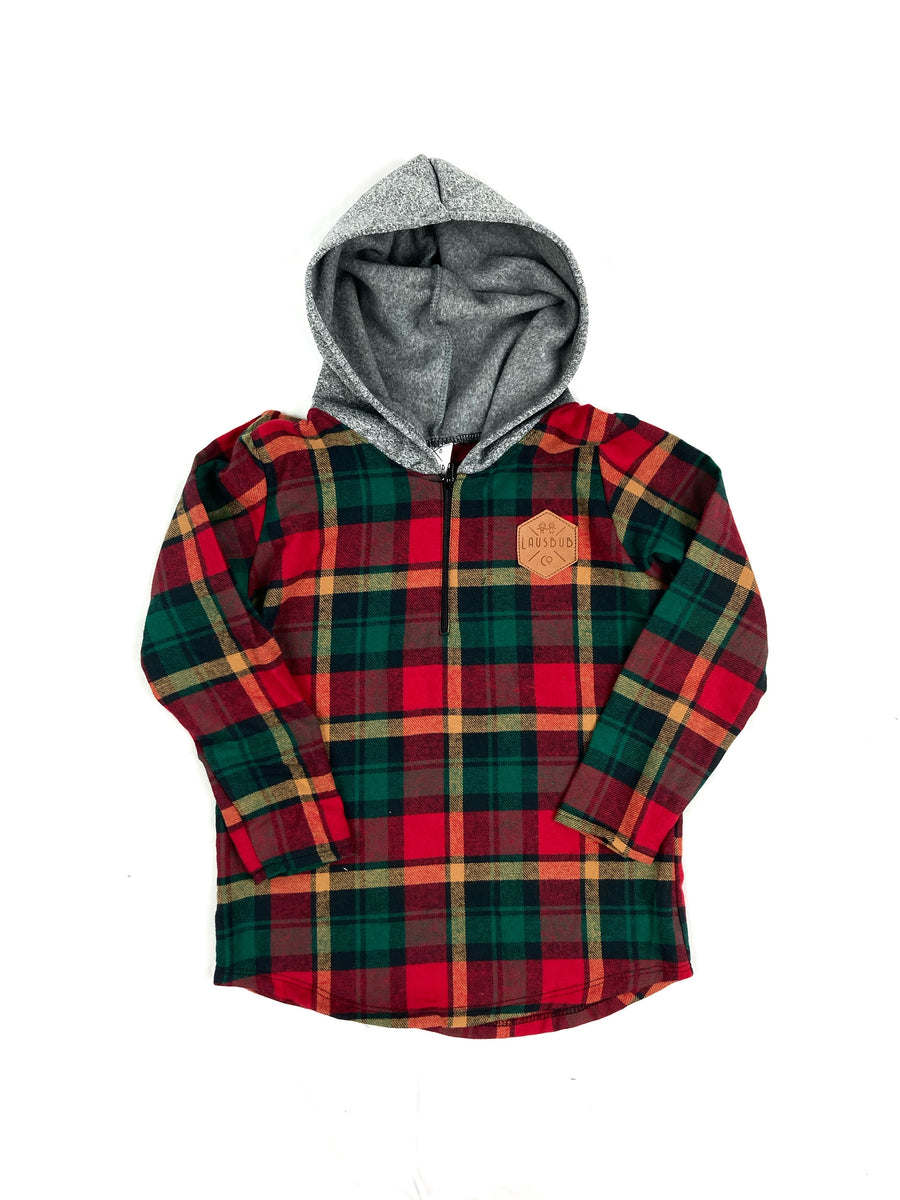 Boys Flannel Half Zip Hoodie Lausbub