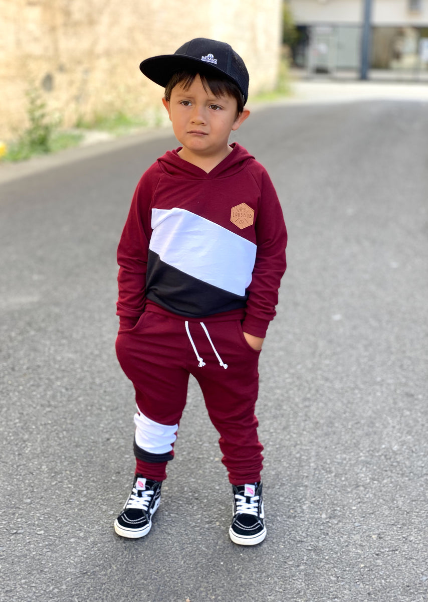 Burgundy color hot sale block hoodie