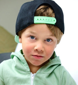 Mint and black toddler and kids snapback baseball cap with faux leather logo patch, great cap for babies and toddlers!
