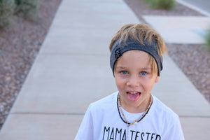 Black baby boy and toddler headband, unisex headband great for long haired boys, hearing aids or sports!