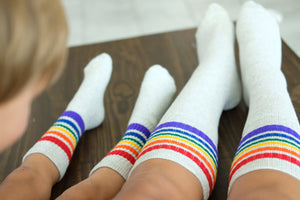 Gray rainbow stripe socks
