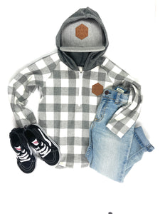 Grey & White Check Half Zip Flannel Mommy & Me