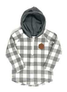 Grey & White Check Half Zip Flannel Mommy & Me